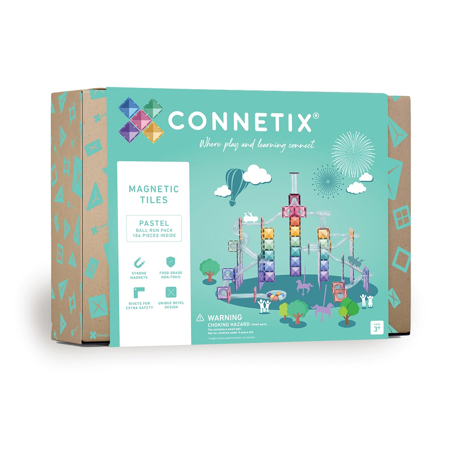 Connetix Magnetic Tiles Pastel Ball Run Pack, 106 Pieces (CNTP00106BR)