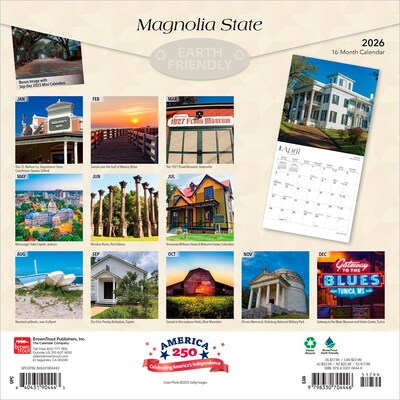 2026 BrownTrout Magnolia State Mississippi Places 12 x 12 Monthly Wall Calendar (9798330704446)