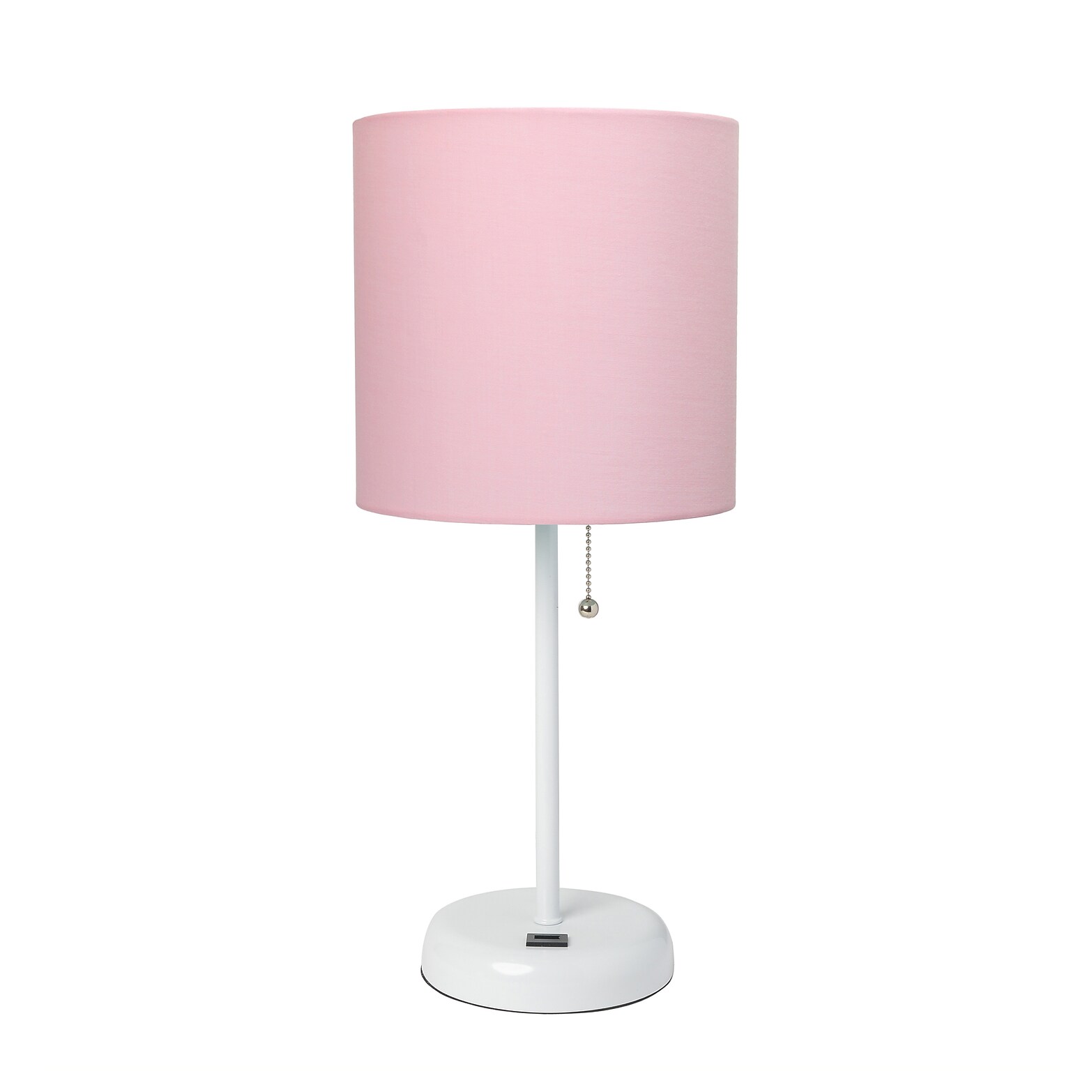 Creekwood Home Oslo 19.5 LED Table Lamp with USB Port, White Base/Light Pink Shade (CWT-2011-PO)