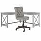 Bush Furniture Key West 60" L-Shaped Desk with Mid-Back Tufted Office Chair, Cape Cod Gray (KWS045CG)