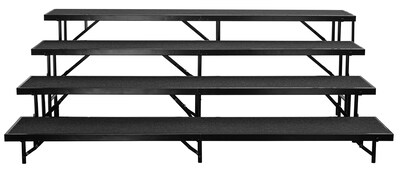NPS 4-Level Straight Standing Choral Riser, 72W x 60”-78”L x 32H, Black Carpet (RS4LC10)