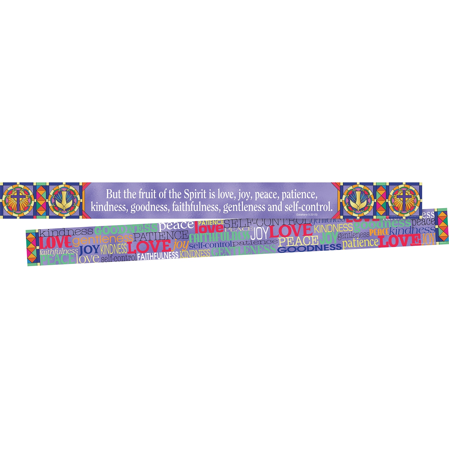 Barker Creek Double-Sided Border with Scripture, 35 x 3, Fruit of the Spirit, 12/Pack (LL966)