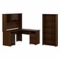 Bush Furniture Cabot 60"W L Shaped Computer Desk with Hutch and 5 Shelf Bookcase, Modern Walnut (CAB011MW)