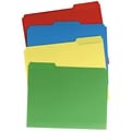 Quill Brand® 3-Tab Plastic Colored File Folders, Letter, Assorted Tabs, Assorted Colors, 24/Bx (11403-QL)