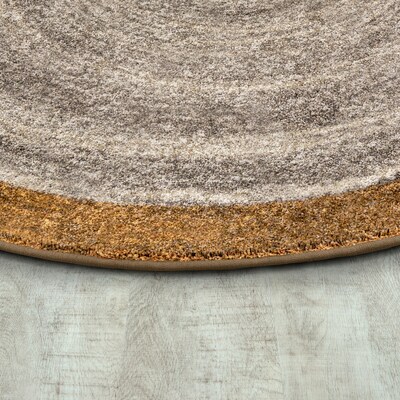 Joy Carpets Feeling Natural Nylon 54 Round Machine Tufted Rug, Stone (1972H-05)