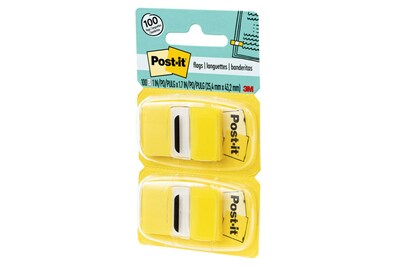 Post-it® Flags Value Pack, 1" x 1.7", Yellow, 50 Flags/Dispenser, 12 Dispensers/Box (680-YW12)