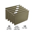 Staples® Hanging File Folder, 5-Tab, Letter Size, Standard Green, 25/Box (ST116764)