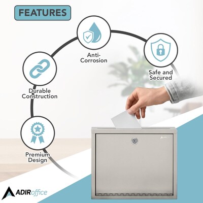 AdirOffice Multipurpose Mailbox Drop Box, Large, Beige (631-03)