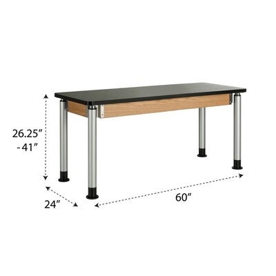 Diversified Woodcrafts Uplift! Hybrid ADA Rectangular Science Table, 60 x 24, Height Adjustable, Black/Oak (P8602K)