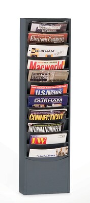 Durham® Steel Literature Rack; 11 Pocket, For 8-1/2W Paper, Grey