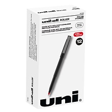 uni-ball Rollerball Pens, Micro Point, Red Ink, 12/Pack (60152)