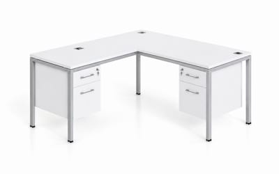 Boss Office Products Simple System 66W L-Shaped Desk with 2-Pedestals, White (SGSD004-202-WT)