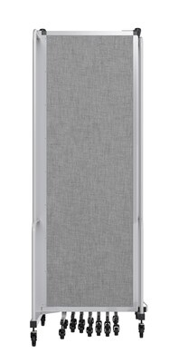 National Public Seating Robo Series 11-Panel Folding Mobile Room Divider, 72"H x 256"W, Grey Fabric (RDG6-11PT02)