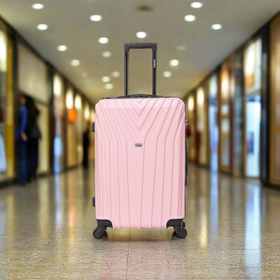 InUSA Vasty 26.37" Hardside Suitcase, 4-Wheeled Spinner, TSA Checkpoint Friendly, Pink (IUVAS00M-PNK)