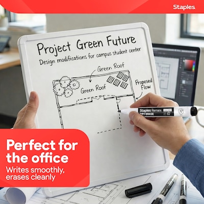 Staples Remarx Dry Erase Marker, Ultra Fine Tip, Black, 12/Pack (ST62957)
