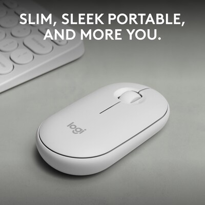 Logitech Pebble 2 M350s Wireless Ambidextrous Optical Mouse, Tonal White (910-007022)