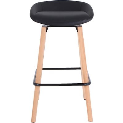 Lorell Polyurethane/Wood Modern Low-Back Stool, Black (LLR68563)