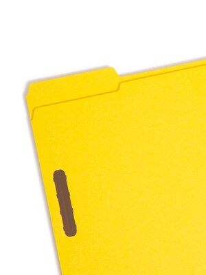 Smead Fastener File Folders, 2 Fasteners, Reinforced 1/3-Cut Tab, Letter Size, Yellow, 50/Box (12940)