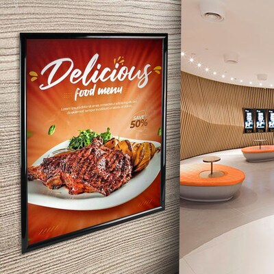 Azar Snap Poster Frame, 22" x 28", Wall Mounted, Black, Plastic (300342-BLK)