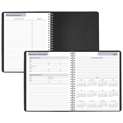 2027 AT-A-GLANCE DayMinder 7" x 8.75" Weekly Planner, Faux Leather Cover, Black (G535-00-27)