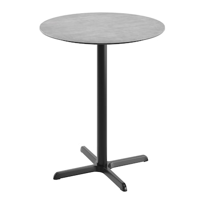Flash Furniture Acadia 36 Round Wooden Dining Table with X-Base, Gray Faux Concrete/Black Base (STRD36CGT3030B)