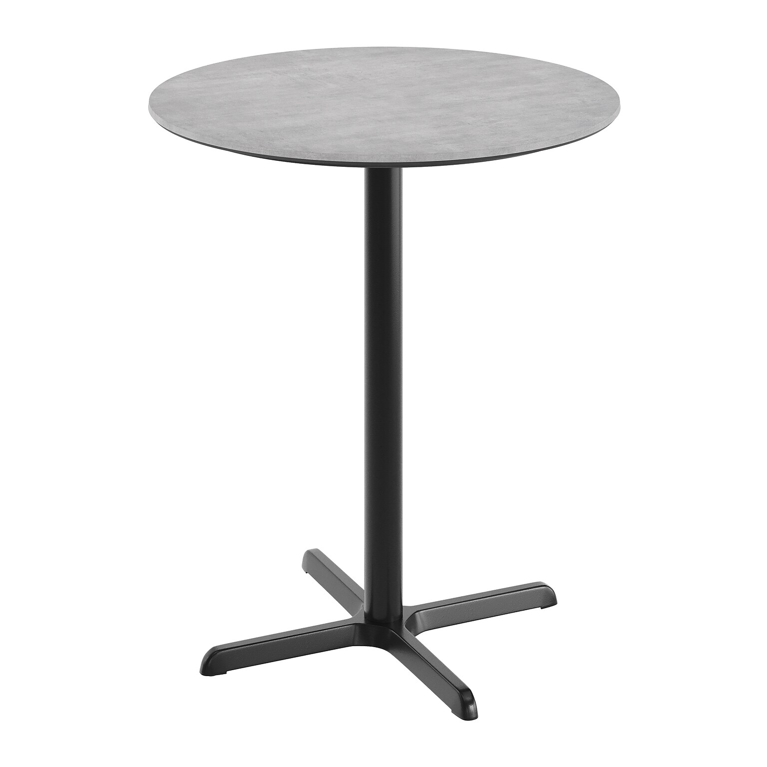 Flash Furniture Acadia 36 Round Wooden Dining Table with X-Base, Gray Faux Concrete/Black Base (STRD36CGT3030B)