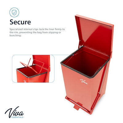Viva Comfort Biohazard Steel Step-On Trash Can, 13 Gallon, Red (99213RMK)
