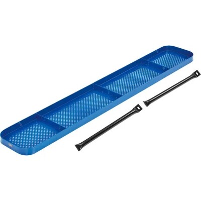 Global Industrial 8' Outdoor Steel Flat Bench, Perforated Metal, Blue (262076BL)