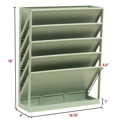 Staples 5-Pocket Plastic Mountable Wall File, Letter Size, Sage Green (ST63893)