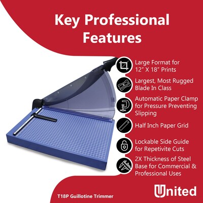 United Professional 18" Guillotine Paper Trimmer, Blue (T18P)