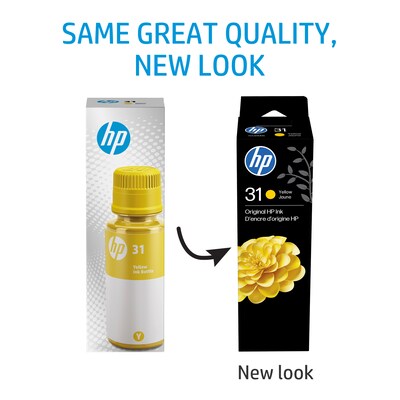 HP 31 Yellow Standard Yield Ink Cartridge Refill, Prints Up to 8,000 Pages (1VU28AN)