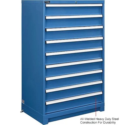 Global Industrial Modular 9-Drawer Cabinet w/ Lock, 36"W x 24"D x 57"H, Blue (298450BL)