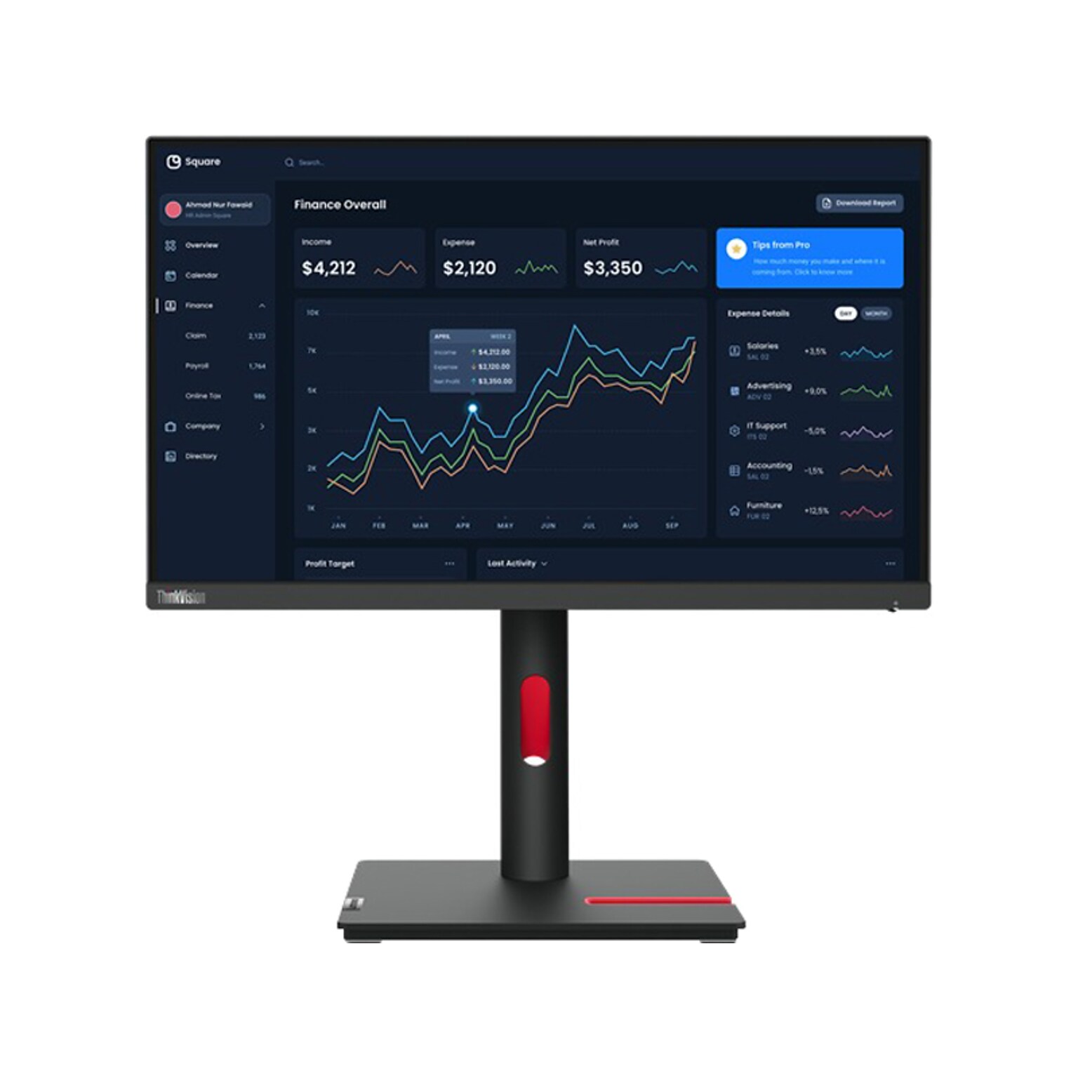 Lenovo ThinkVision T22i-30 21.5 WLED Monitor, Black (63B0MAT6US)