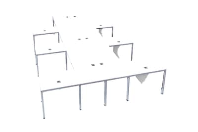 Boss Office Products Simple System 66W L-Shaped Desk with Pedestal, White, 6/Set (SGSD023-102-WT)