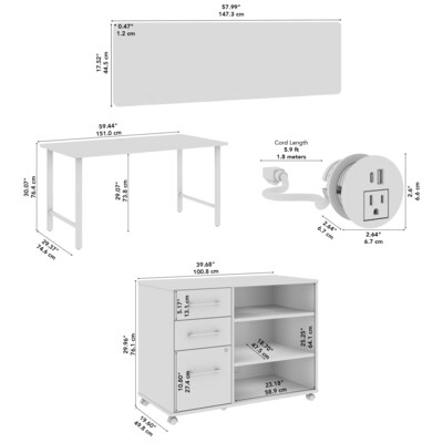 Bush Business Furniture Hustle 30"H x 60"W 2 Person Back to Back Cubicle Workstation, Platinum Gray (HUS016PG)