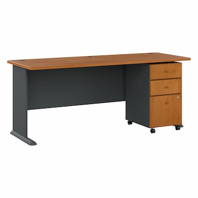 Bush Business Furniture Cubix 72W Desk with Mobile File Cabinet, Natural Cherry/Slate (SRA013NCSU)