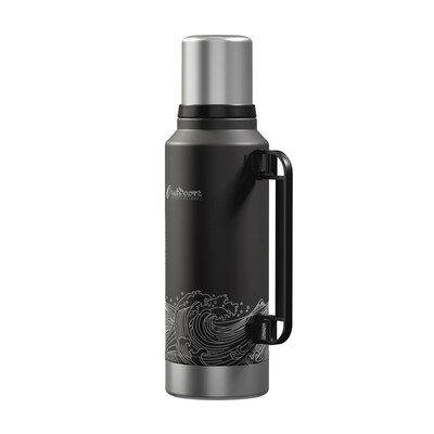 Outdoors Professional Stainless Steel Vacuum Insulated Termo Classic Water Bottle, 33 oz., Black Wav