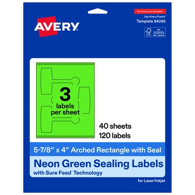 Avery Laser/Inkjet Multipurpose Labels, 5-7/8 x 4, Neon Green, 120 Labels/Box (19479370806)