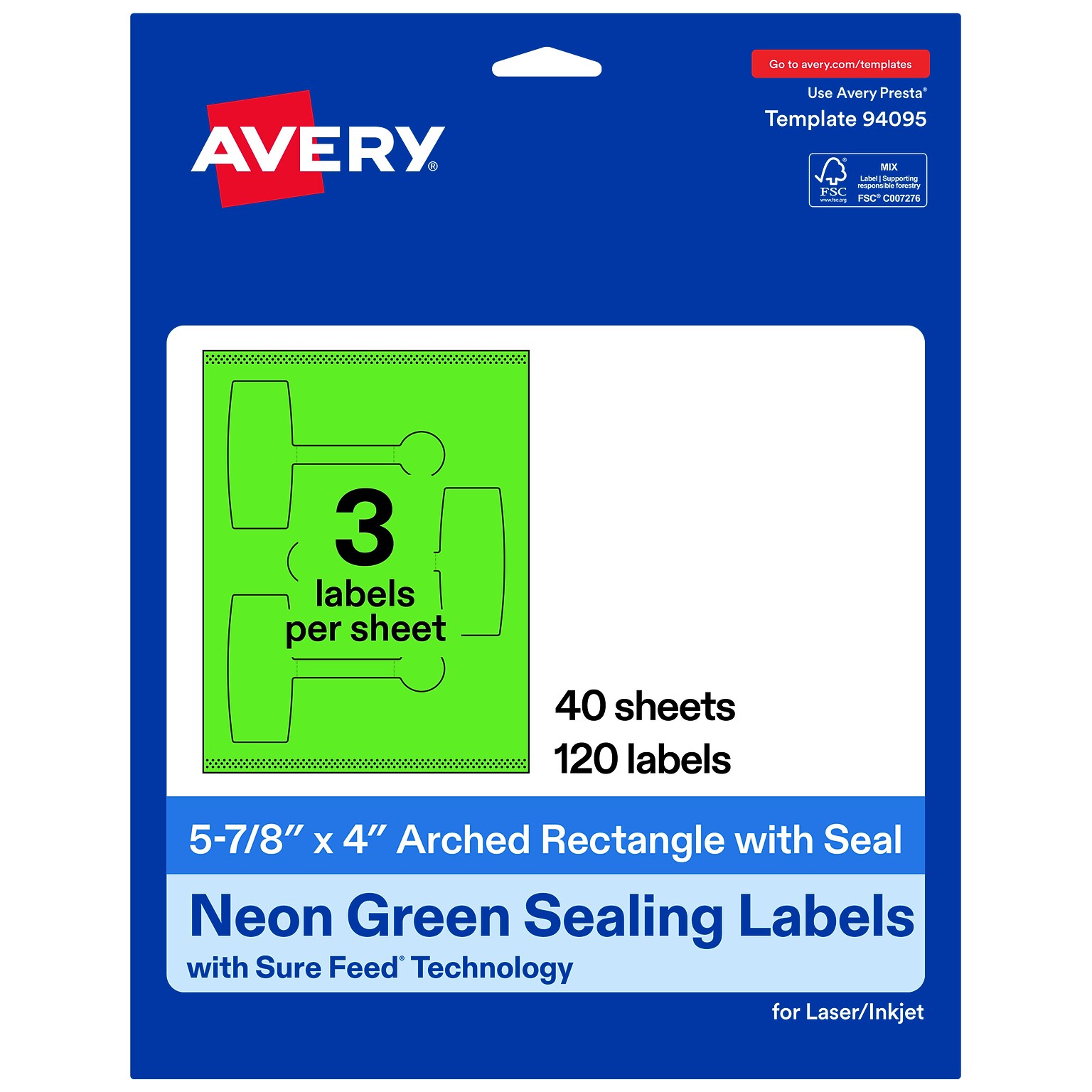 Avery Laser/Inkjet Multipurpose Labels, 5-7/8 x 4, Neon Green, 120 Labels/Box (19479370806)