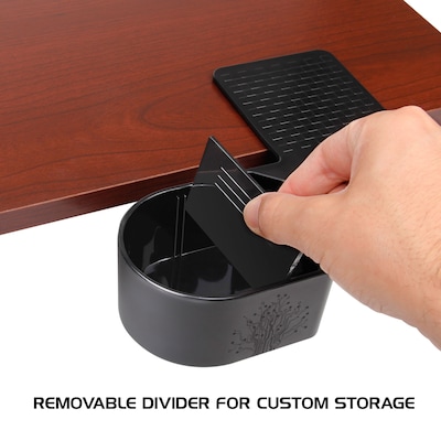 Enhance Clip On Desk Cup Holder with Storage, Black (ENUNCSM100BKWS)