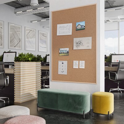 U Brands Cork Bulletin Board, Wood Style Frame, 6' x 4' (2872U00-01)