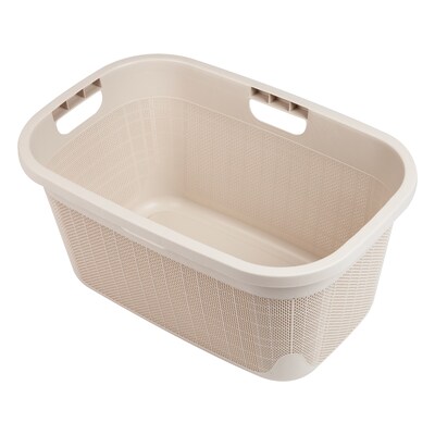 Mind Reader 10-Gallon Laundry Basket, Plastic, Ivory (40FABASK-IVO)