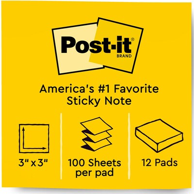 Post-it Pop-up Notes, 3" x 3", Poptimistic Collection, 100 Sheets/Pad, 12 Pads/Pack (R330-12AN)