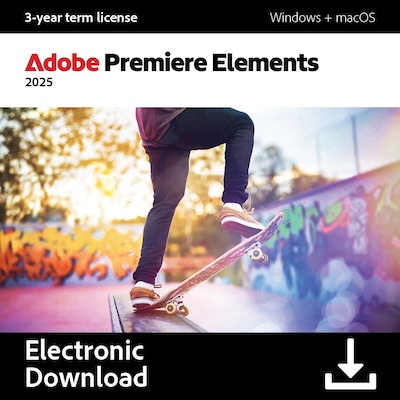Adobe Premiere Elements 2025 for 1 User, Windows and macOS, Download (ADO951800V567)