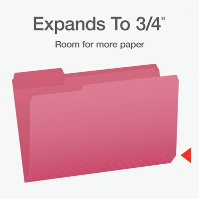 Pendaflex Heavy Duty File Folder, 1/3-Cut Tab, Assorted, Legal Size, Pink, 100/Box (1007033)