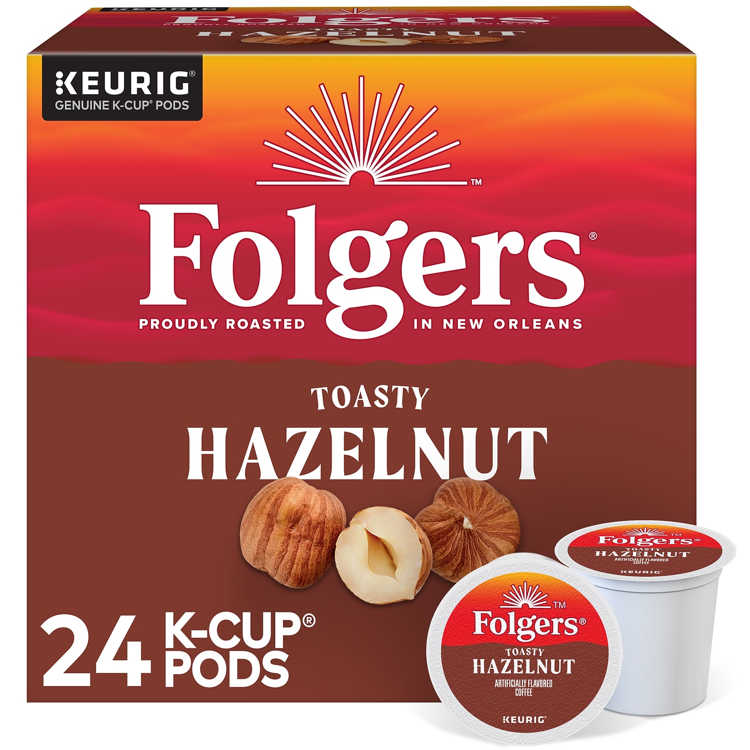 Folgers Hazelnut Cream Coffee Keurig® K-Cup® Pods, Medium Roast, 24/Box (6109)