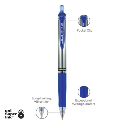 uni-ball Signo RT Gel Pens, Medium Point, 0.7mm, Blue Ink, Dozen (65941)