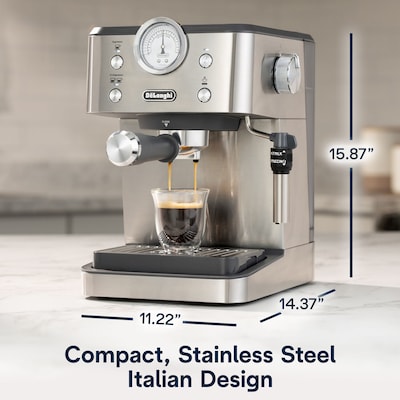 DeLonghi Linea Classic 2-Cups Automatic Espresso Machine, Stainless Steel (EM450M)