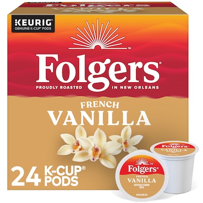 Folgers French Vanilla Coffee, Medium Roast, 0.31 oz. Keurig® K-Cup® Pods, 24/Box (6661)