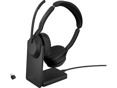 jabra Evolve2 55 Wireless Noise Canceling Bluetooth Stereo Headset, USB-C Adapter, MS Certified (25599-999-889-01)